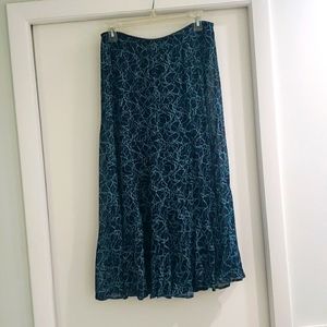JM COLLECTION Beautiful Green and Blue Sheer Flowing Skirt